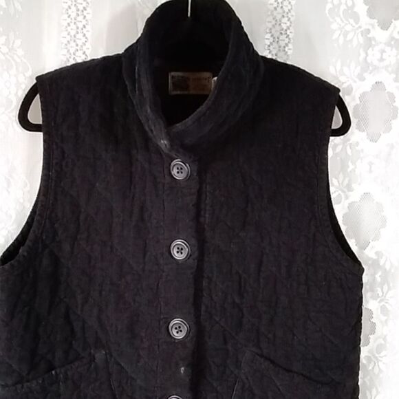 Habitat Clothes To Live In Women Jacket Vest Black Size SM 100% Cotton Courduroy - Picture 10 of 16